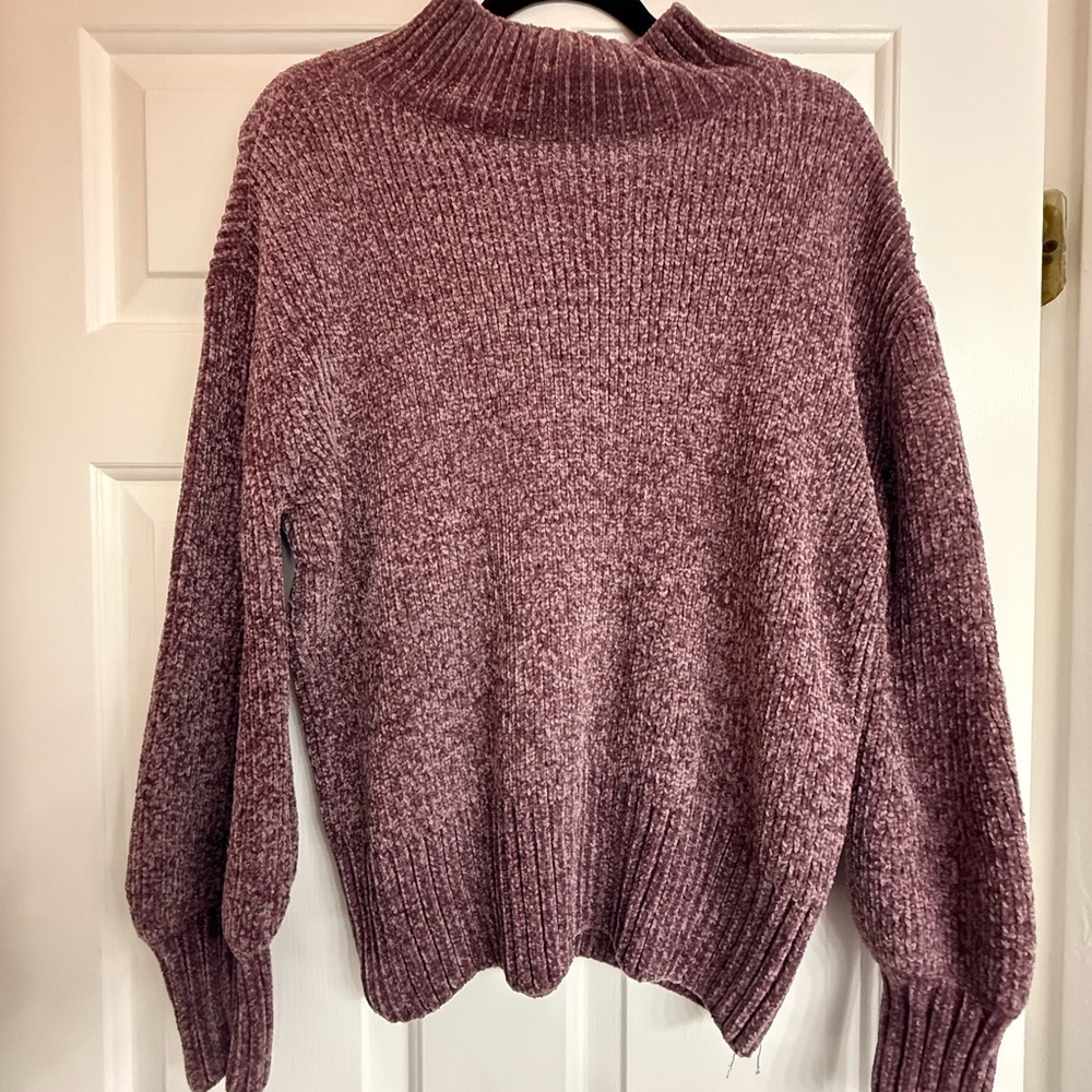 Cynthia Rowley Mauve Turtleneck Sweater with Cozy Balloon Sleeves